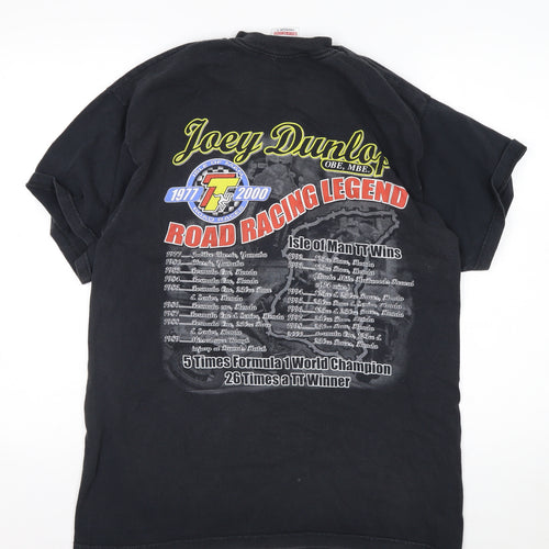 Fruit of the Loom Men's Black L Joey Dunlop Road Racing Legend Vintage T-Shirt