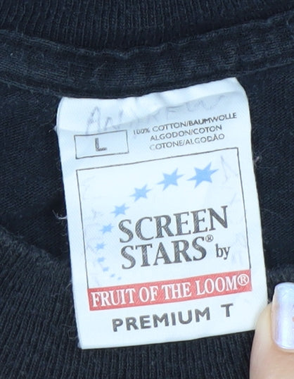 Fruit of the Loom Men's Black L Joey Dunlop Road Racing Legend Vintage T-Shirt
