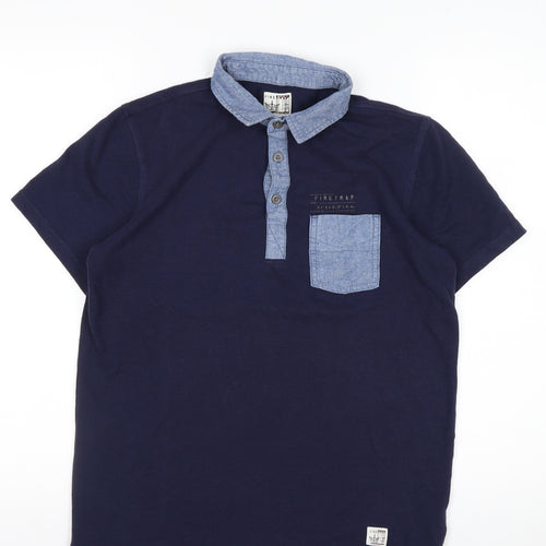 Firetrap Men's Blue Collared Short Sleeve Polo Shirt Size M