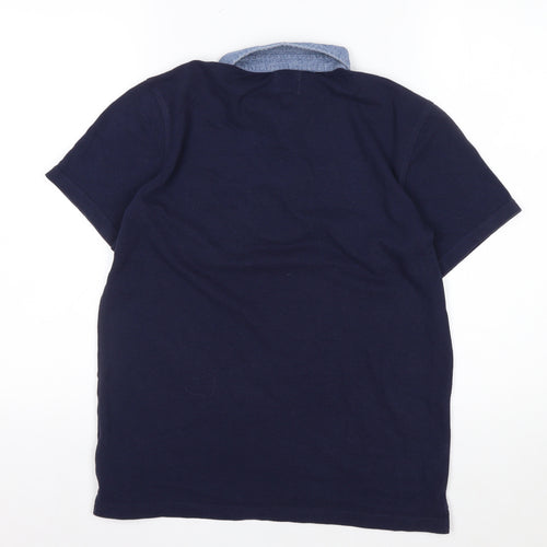 Firetrap Men's Blue Collared Short Sleeve Polo Shirt Size M