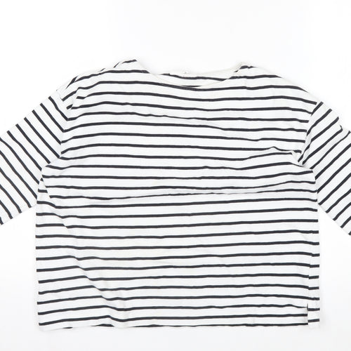 Thought Womens White Black Striped Cotton Long Sleeve T-Shirt Size 12