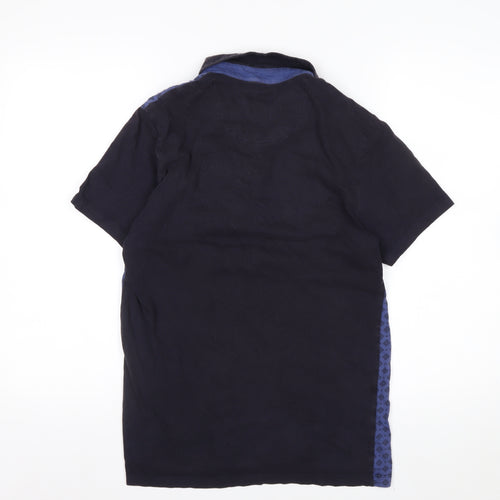 Jeff Banks Men's Blue Diamond Print Cotton Polo Shirt Size S