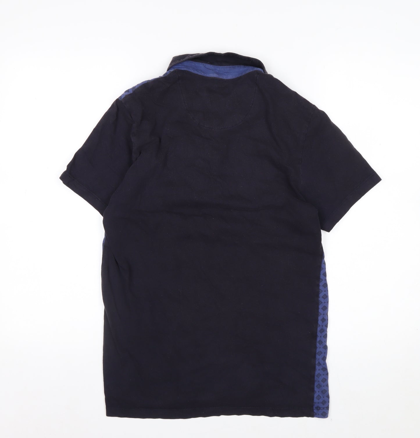 Jeff Banks Men's Blue Diamond Print Cotton Polo Shirt Size S