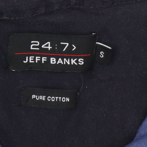 Jeff Banks Men's Blue Diamond Print Cotton Polo Shirt Size S