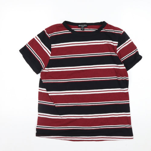Brave Soul Men’s Multicoloured Striped Crew Neck T-Shirt M