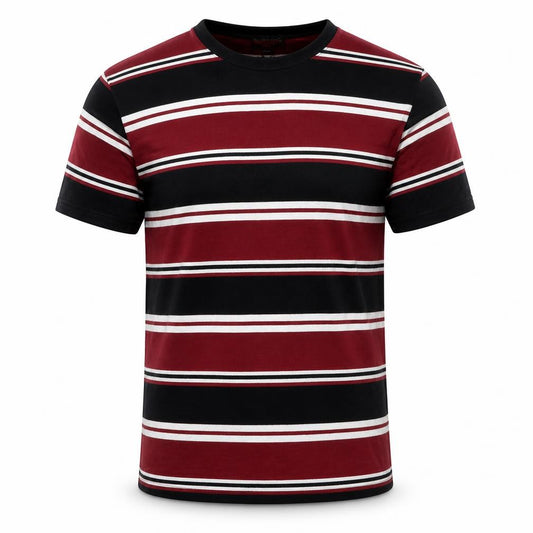 Brave Soul Men’s Multicoloured Striped Crew Neck T-Shirt M