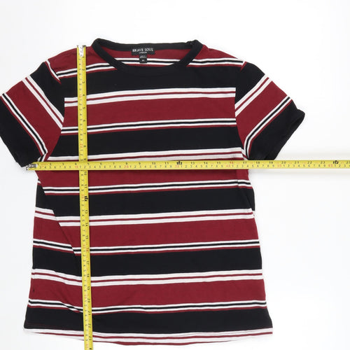 Brave Soul Men’s Multicoloured Striped Crew Neck T-Shirt M