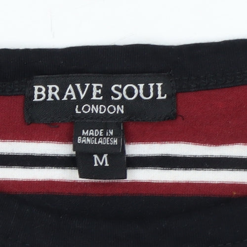 Brave Soul Men’s Multicoloured Striped Crew Neck T-Shirt M