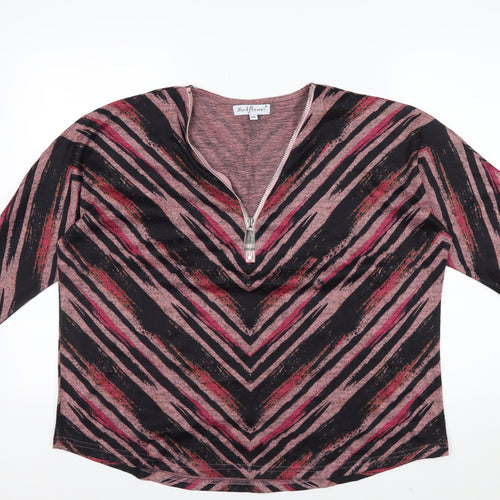 Mudflower Women's Multicoloured Zip Neck 3/4 Sleeve Tunic Top M