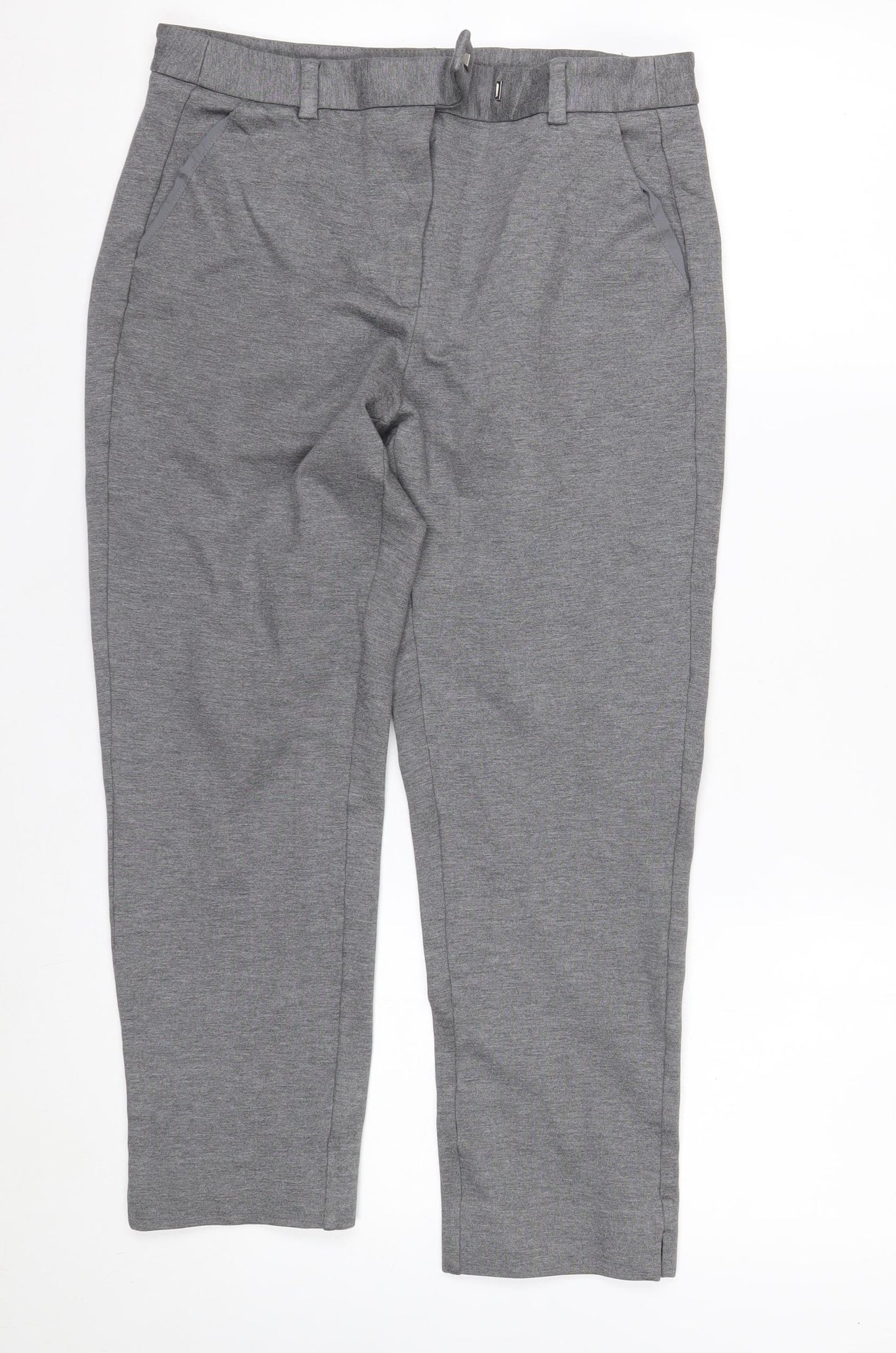 Marks and Spencer Women's Grey Marl Trousers Size 12 Short Stretch