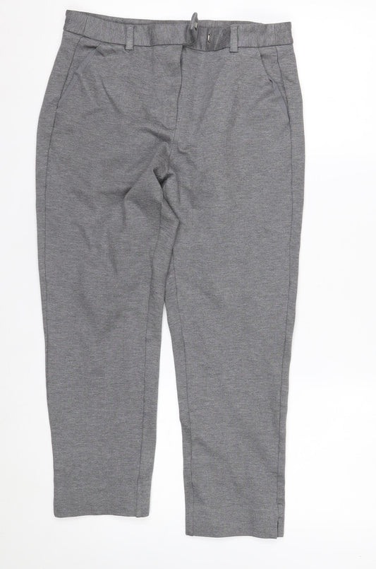 Marks and Spencer Women's Grey Marl Trousers Size 12 Short Stretch