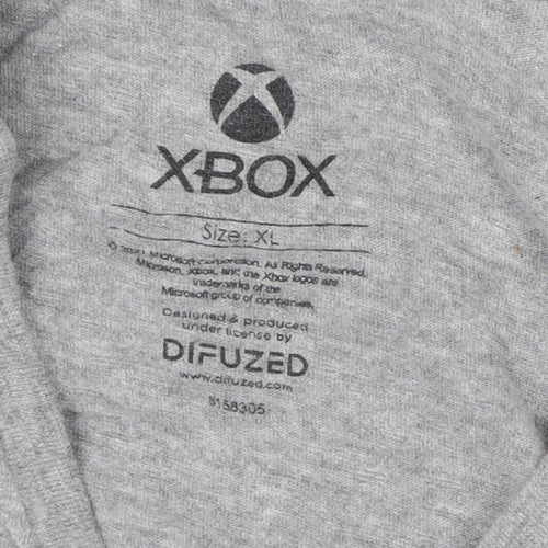 Difuzed Mens Grey Xbox Graphic T-Shirt XL Cotton Crew Neck Gamer Tee