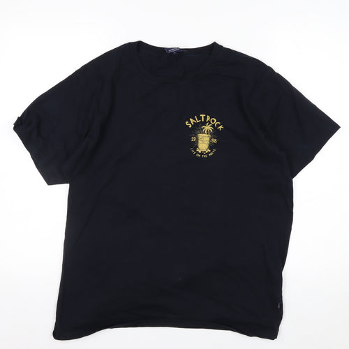 Saltrock Men’s Black Cotton Graphic T-Shirt Medium