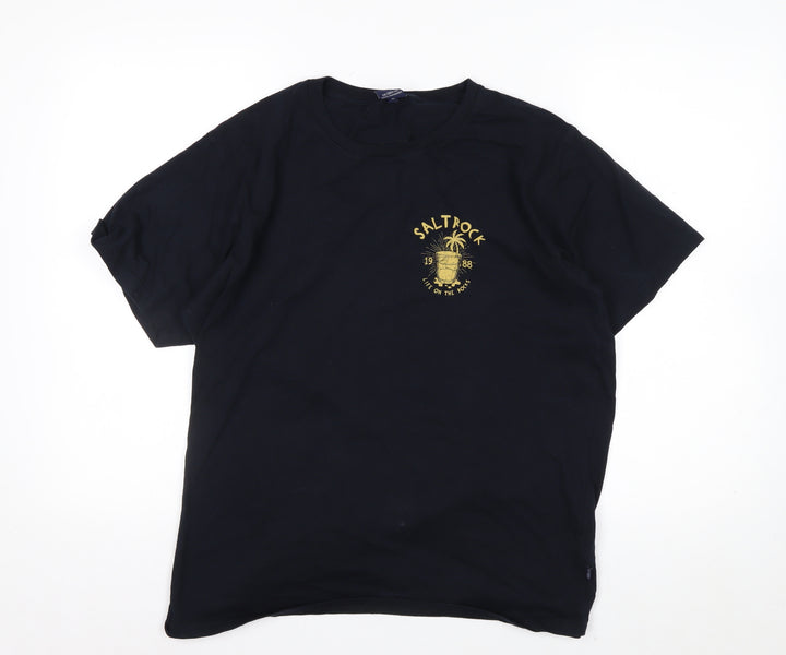 Saltrock Men’s Black Cotton Graphic T-Shirt Medium