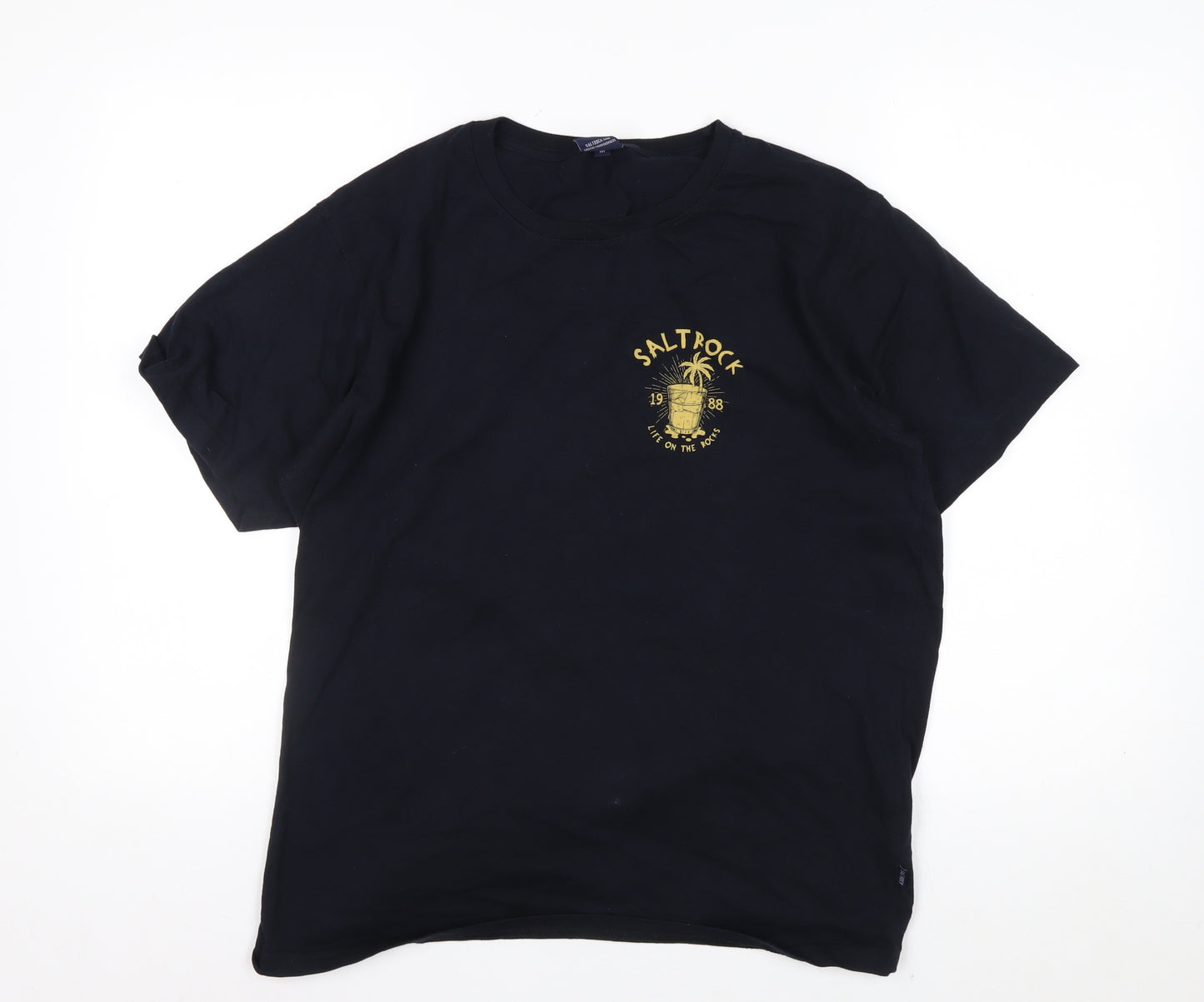 Saltrock Men’s Black Cotton Graphic T-Shirt Medium