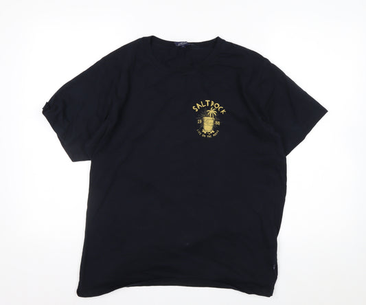 Saltrock Men’s Black Cotton Graphic T-Shirt Medium