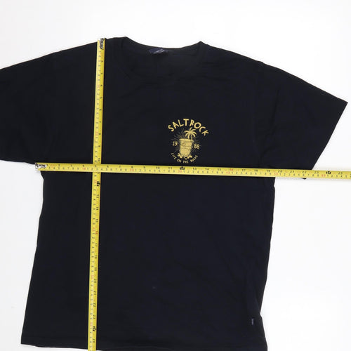 Saltrock Men’s Black Cotton Graphic T-Shirt Medium