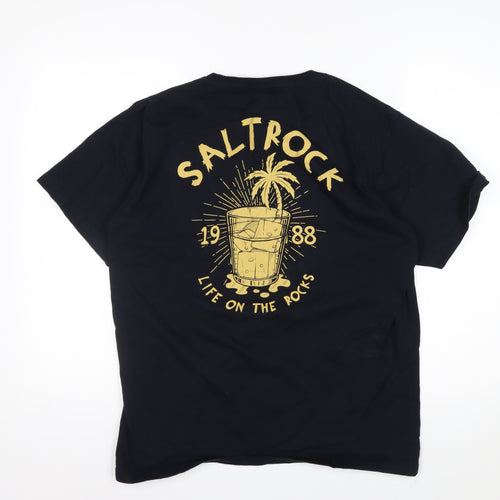 Saltrock Men’s Black Cotton Graphic T-Shirt Medium