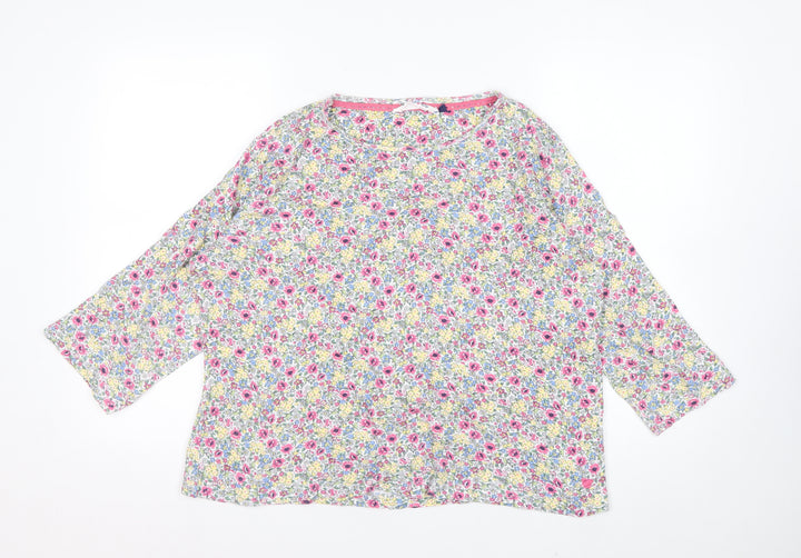 Country Rose Women's Multicoloured Floral Cotton 3/4 Sleeve Tunic Top M