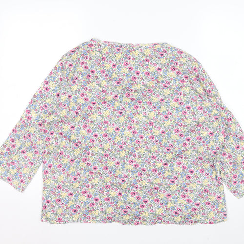 Country Rose Women's Multicoloured Floral Cotton 3/4 Sleeve Tunic Top M