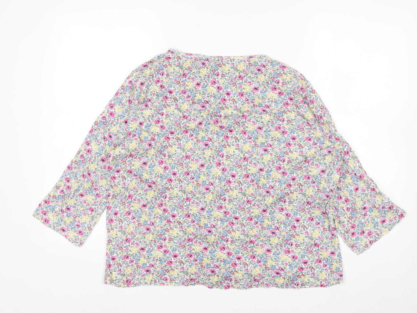 Country Rose Women's Multicoloured Floral Cotton 3/4 Sleeve Tunic Top M