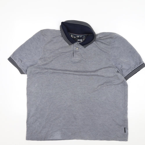 Ted Baker Men's Grey Polo Shirt Size L Modal Blend Short Sleeve