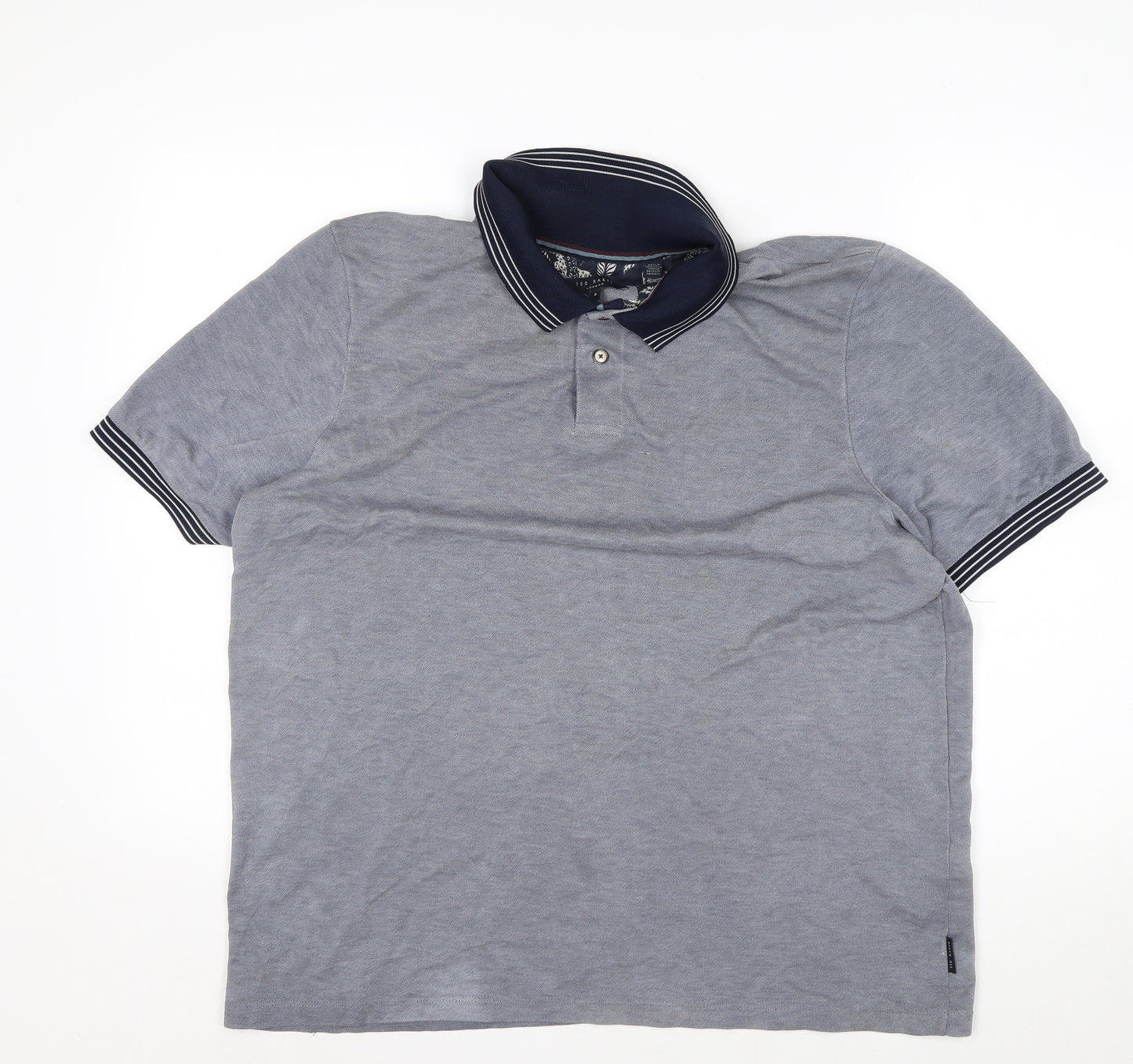 Ted Baker Men's Grey Polo Shirt Size L Modal Blend Short Sleeve