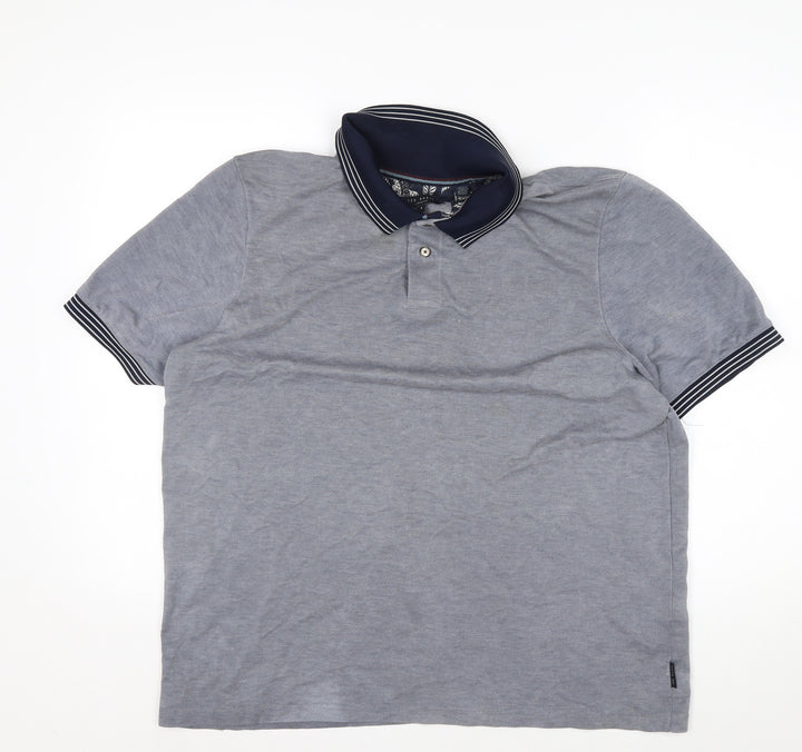 Ted Baker Men's Grey Polo Shirt Size L Modal Blend Short Sleeve