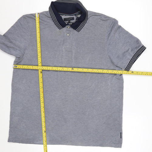 Ted Baker Men's Grey Polo Shirt Size L Modal Blend Short Sleeve