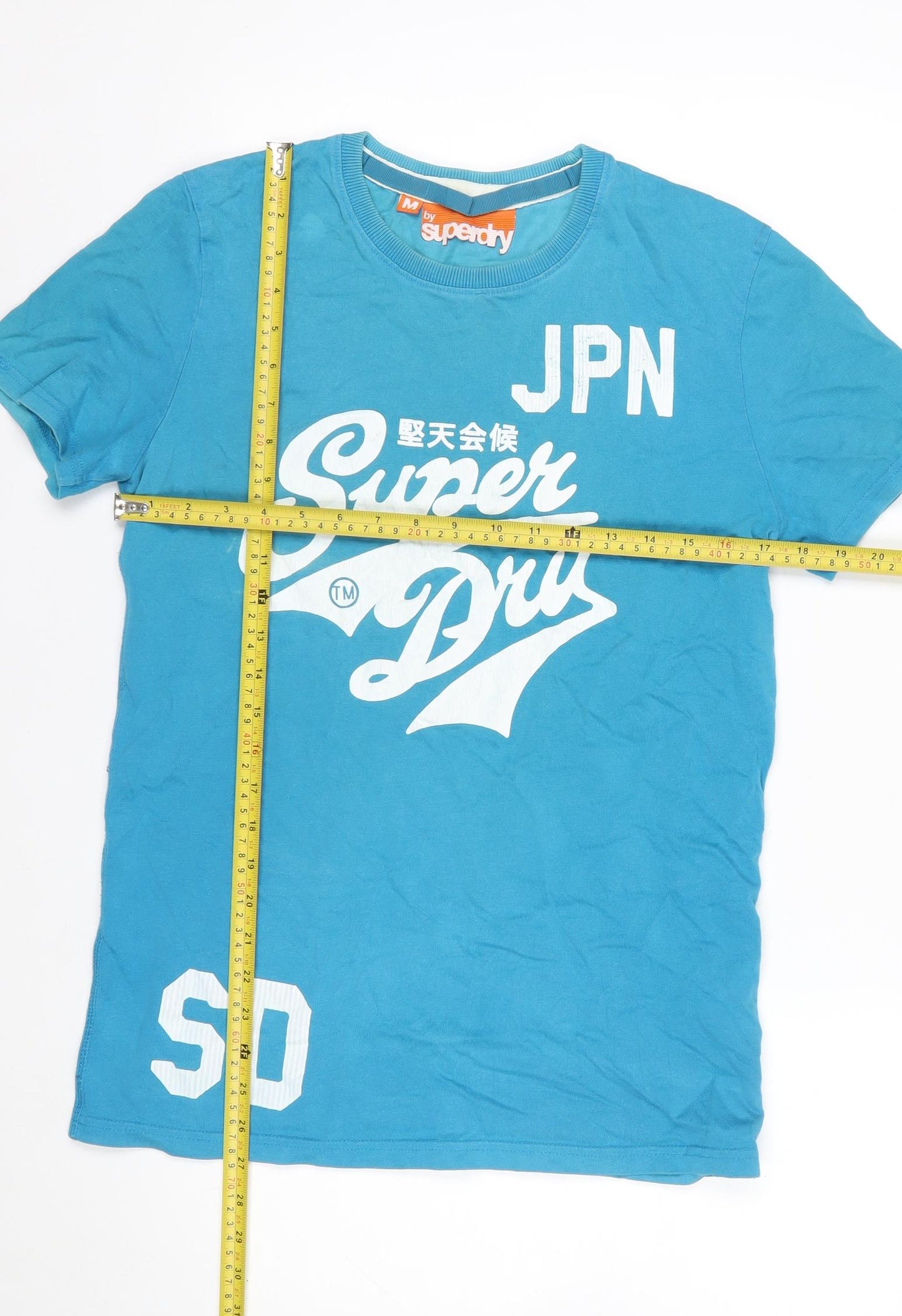 Superdry Men's Blue Crew Neck Graphic Print T-Shirt Size M