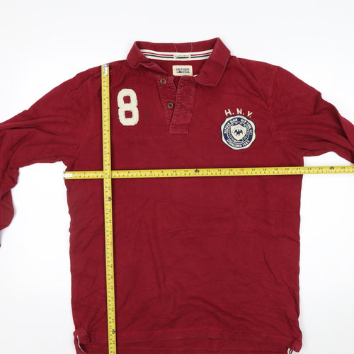 Tommy Hilfiger Denim Men’s Red Long Sleeve Polo Shirt XL