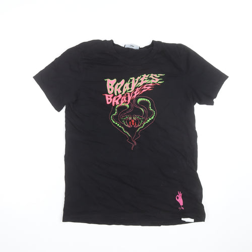 Diesel Men Black Braves Snake Graphic Cotton T-Shirt M