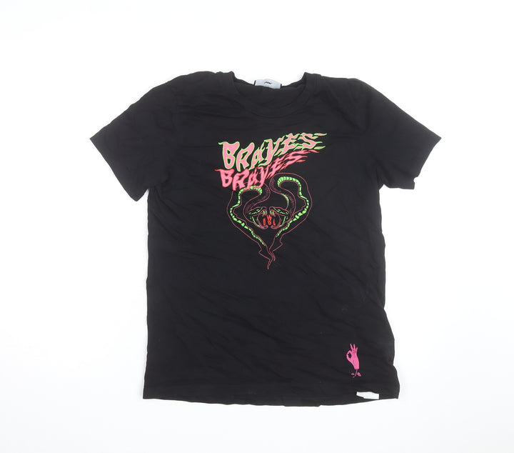 Diesel Men Black Braves Snake Graphic Cotton T-Shirt M