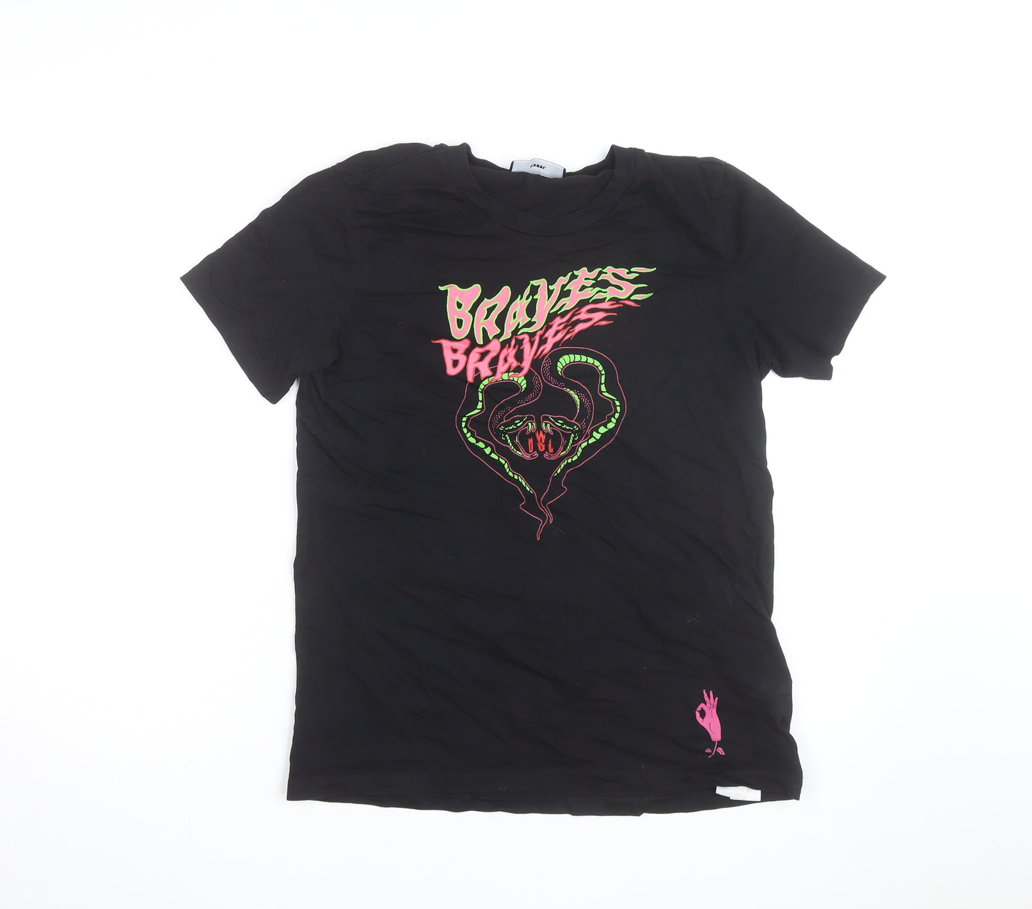 Diesel Men Black Braves Snake Graphic Cotton T-Shirt M