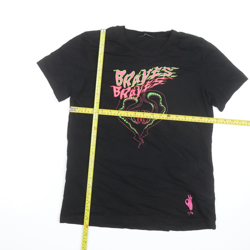Diesel Men Black Braves Snake Graphic Cotton T-Shirt M