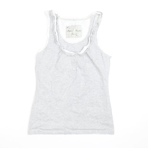 Jasper Conran Women’s Grey Cotton Ruffle Tank Top Size 10