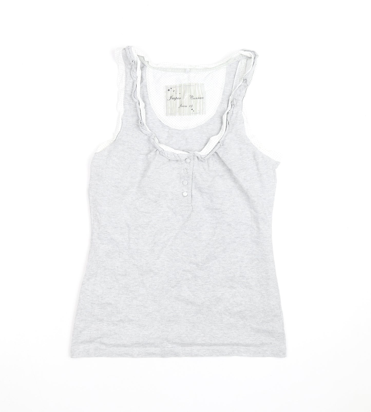 Jasper Conran Women’s Grey Cotton Ruffle Tank Top Size 10