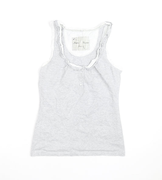 Jasper Conran Women’s Grey Cotton Ruffle Tank Top Size 10