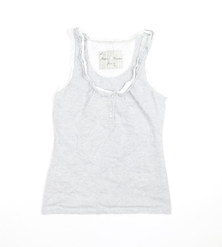 Jasper Conran Women’s Grey Cotton Ruffle Tank Top Size 10