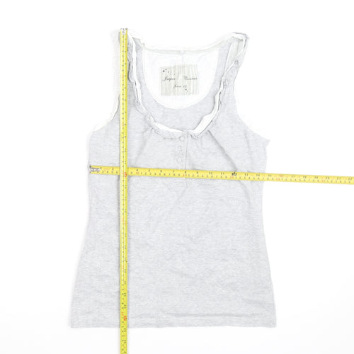 Jasper Conran Women’s Grey Cotton Ruffle Tank Top Size 10