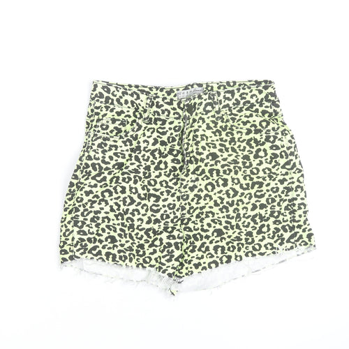 Denim Co. Women’s Green Leopard Print Cut-Off Shorts Size 12