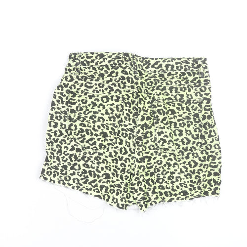 Denim Co. Women’s Green Leopard Print Cut-Off Shorts Size 12