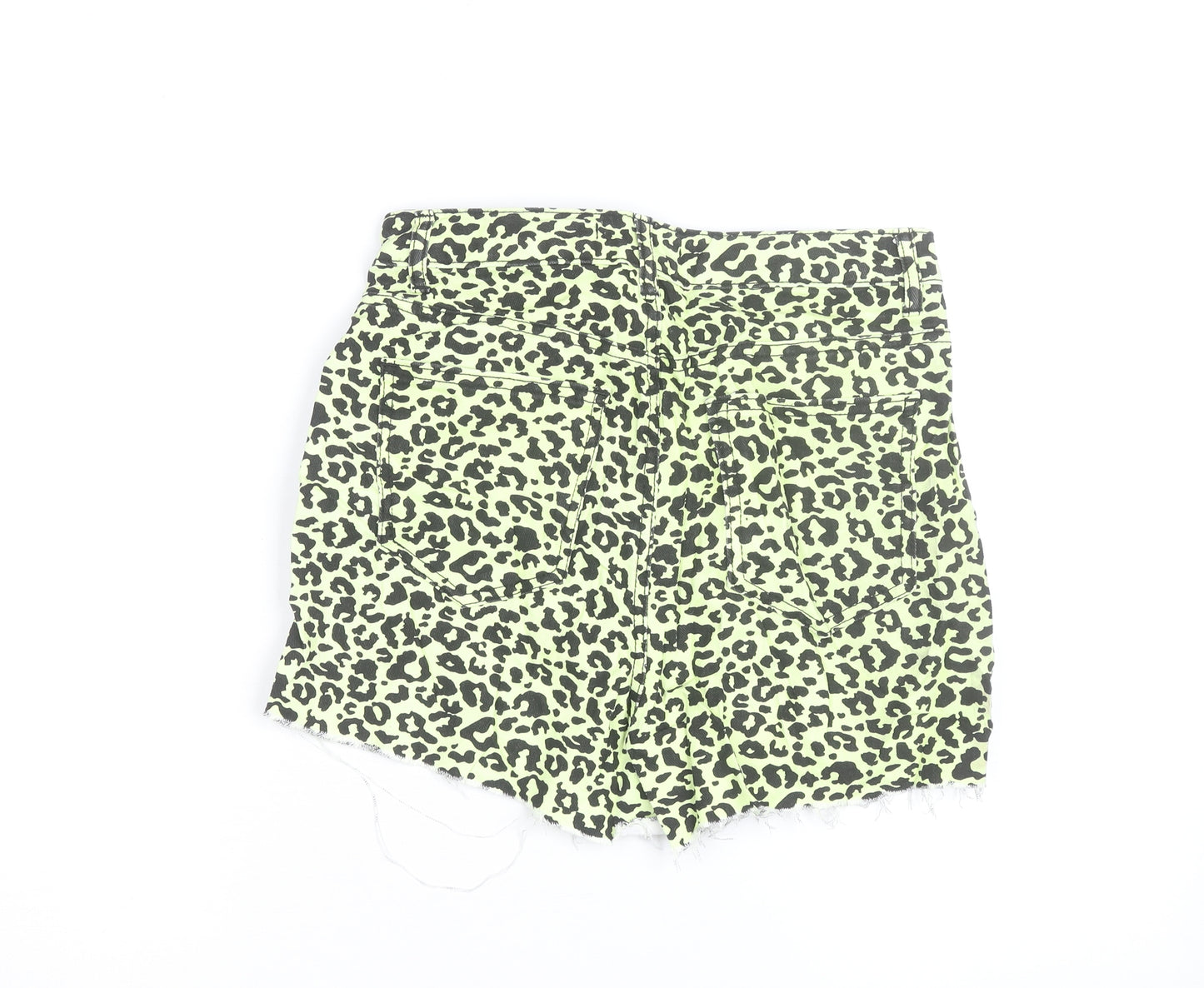 Denim Co. Women’s Green Leopard Print Cut-Off Shorts Size 12