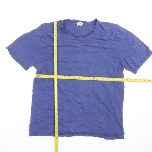 Jigsaw Men's Blue Cotton Crew Neck Regular Fit T-Shirt Size L