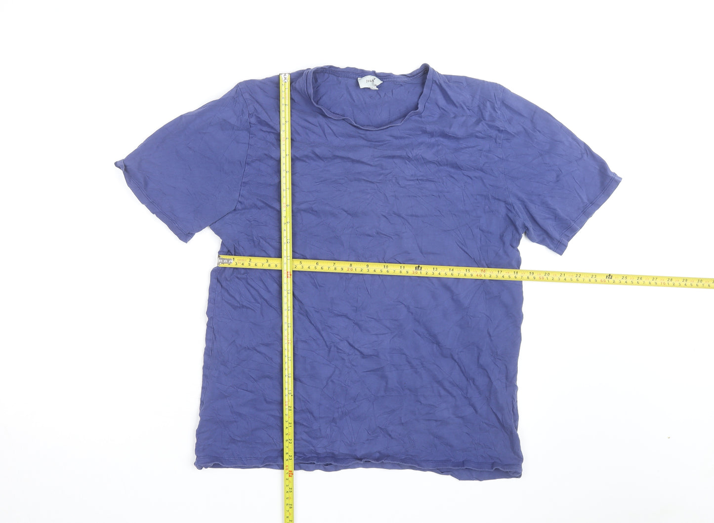 Jigsaw Men's Blue Cotton Crew Neck Regular Fit T-Shirt Size L