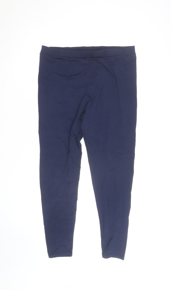 Marks and Spencer Women's Blue Jersey Cotton Stretch Leggings Size 16