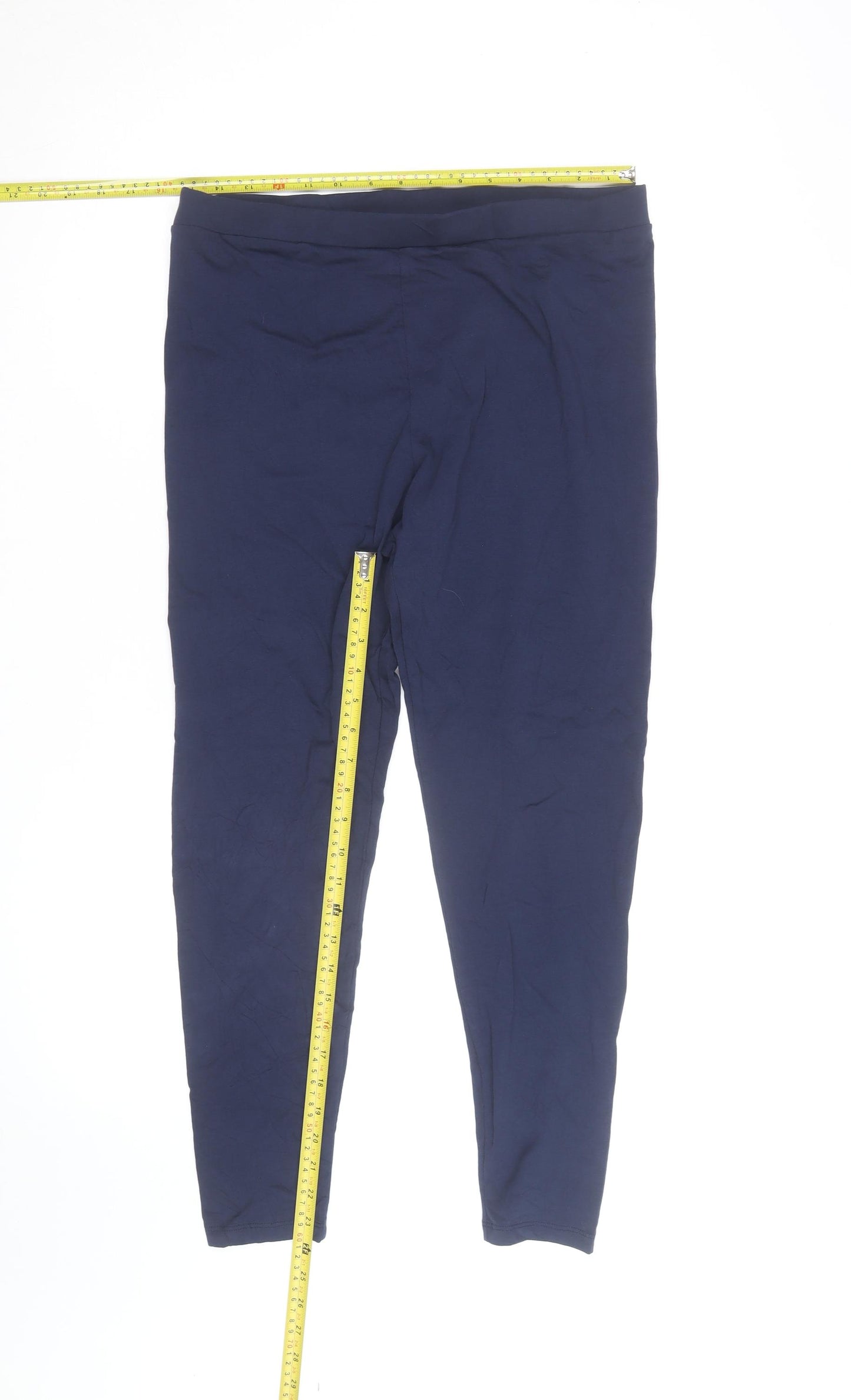 Marks and Spencer Women's Blue Jersey Cotton Stretch Leggings Size 16