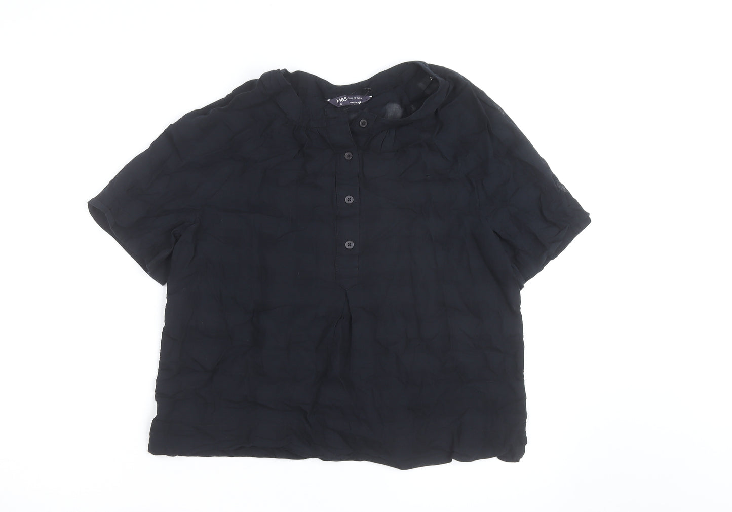 Marks and Spencer Women’s Black Cotton Short Sleeve Blouse Size 10