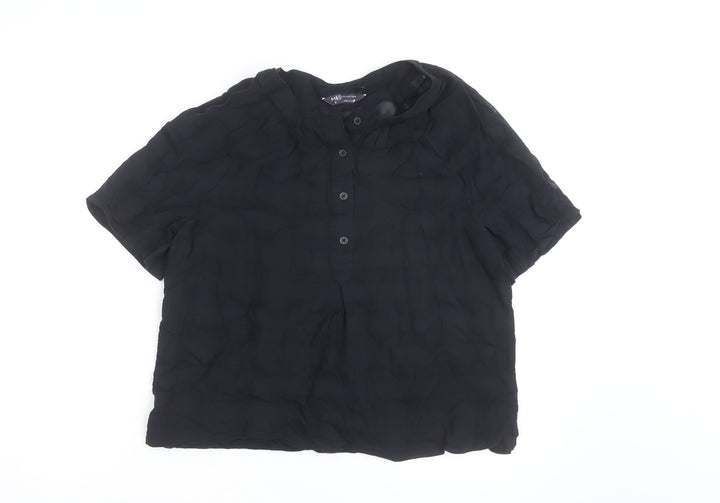 Marks and Spencer Women’s Black Cotton Short Sleeve Blouse Size 10