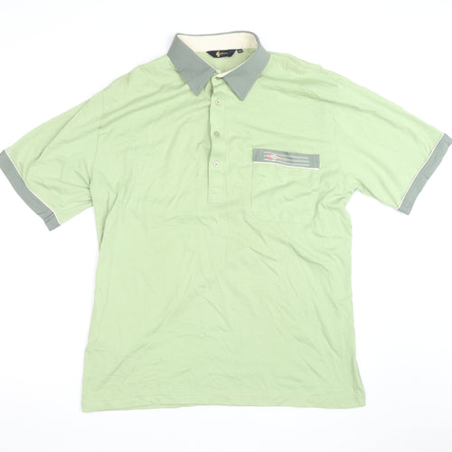 Gabicci Men’s Green 2XL Short Sleeve Button-Up Polo Shirt